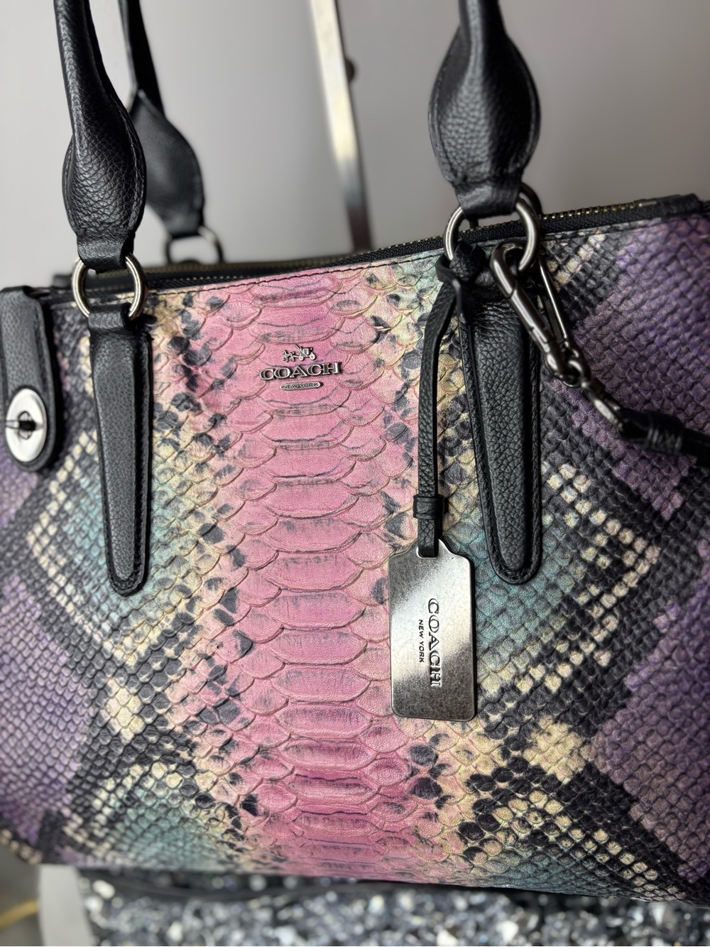 Coach 2014 limited edition Crosby multi-color python embossed carryall EUC - Picture 3 of 17